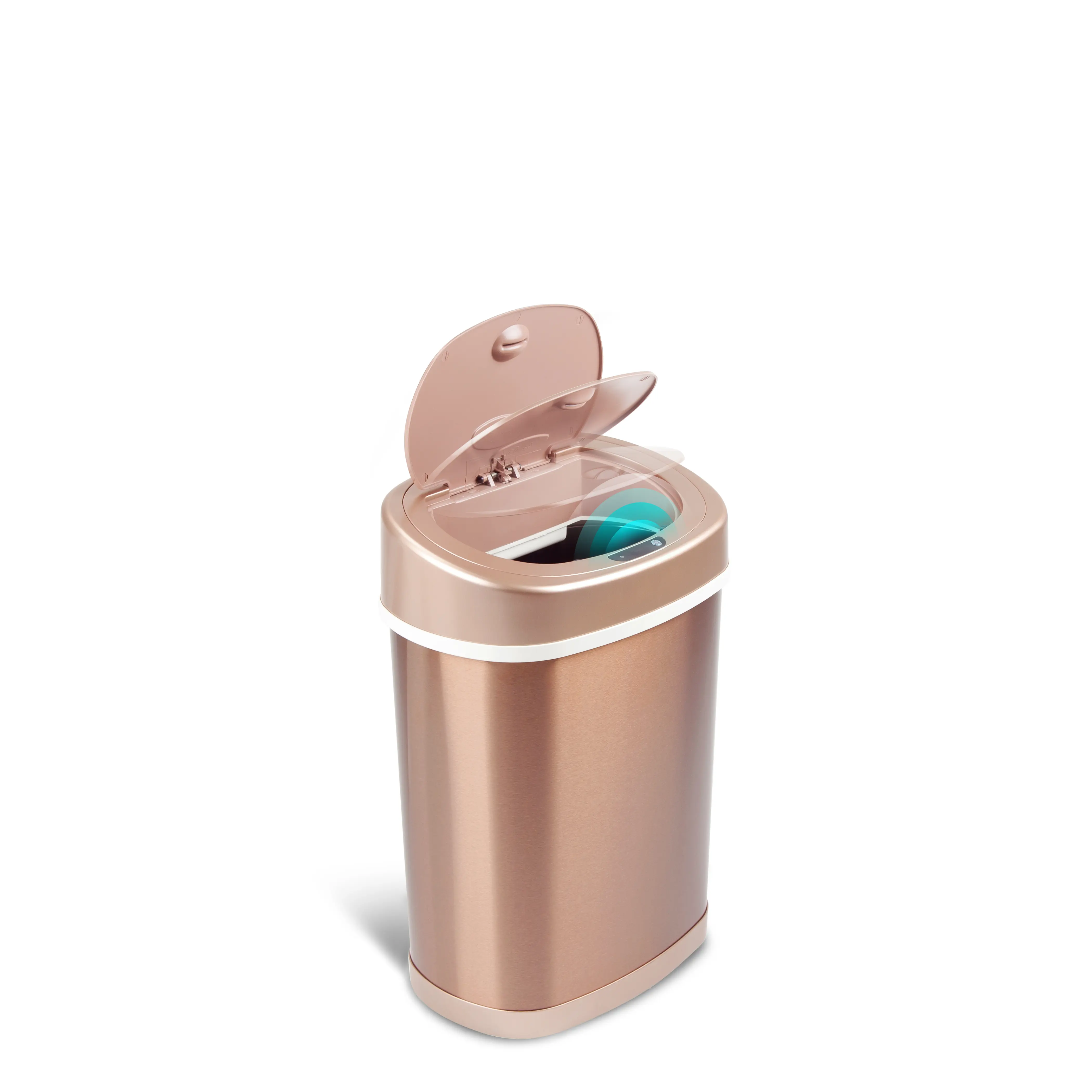 NineStars 4 Gallon / 15 Liter Automatic Touchless Infrared Motion Sensor Trash Can, Stainless Steel, Small Garbage Bins Hand free, Fingerprint Proof Durable Bedroom office, multi-color, Smart Opening Trash Bin