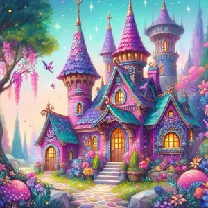 5D DIY Full Drill Diamond Painting - Diamond Painting Kit Dream Castle Mosaic Canvas DIY Wall Art, Home Wall Decoration, Suitable for Halloween, Christmas, Birthday, and Anniversary Gifts, Diamond Art Tools