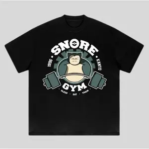 😴[100% Cotton]"Vintage Snorlax Gym Tee with Snore Graphic – Unisex Anime Streetwear T-Shirt, Casual Short Sleeve Cotton Tee for Men & Women, Fun Playful Snorlax Design, Perfect Gift for Fans, Collectors & Meme Lovers, Trendy Humor Everyday Wear"