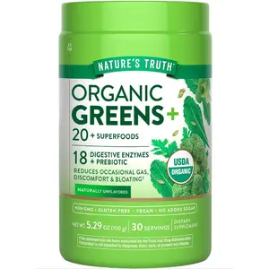 Nature's Truth Organic Greens Digestive Enzymes & Prebiotic Blend - 20 Plus Superfoods - with Organic Spirulina & Beet Root