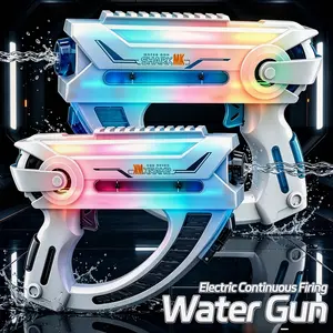 Futuristic LED Light Water Blaster, Automatic Continuous Fire Electric Water Toy for Summer Beach Pool Games, Tech Style Water Shooter