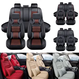 Faux Leather Car Front&Rear Seat Cover Full Set,5 Seat Protector Mat Breathable Cushion Pad Set Universal Fit For 2005-2022 Chevrolet Equinox /Malibu / Trailblazer