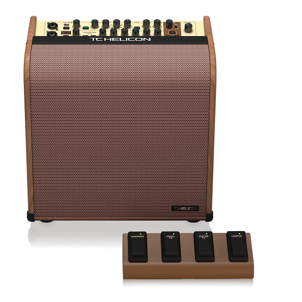 TC Helicon Harmony V100 100W 2-Channel Acoustic Amplifier and 4-Button Footswitch