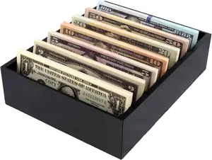 Money Organizer for Cash – 8 Compartment Money Holder, Cash Organizer, Cash Holder, Cash Divider Box, Cash Tray (Black)