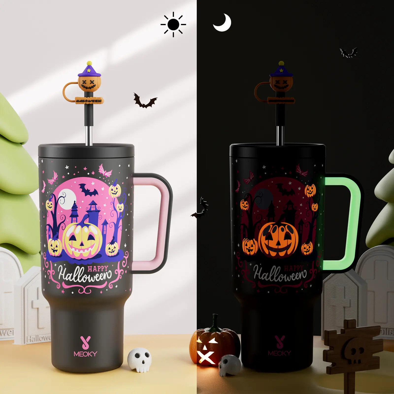 summerween[Halloween Carnival] MEOKY 40oz Reusable Stainless Steel Car Cup, Portable Leak-proof Water Cup, Keeps Cold for 24 Hours, Suitable for Outdoor Travel, Holiday Gift, Valentine's Day gift #TikTokShopSummerSale