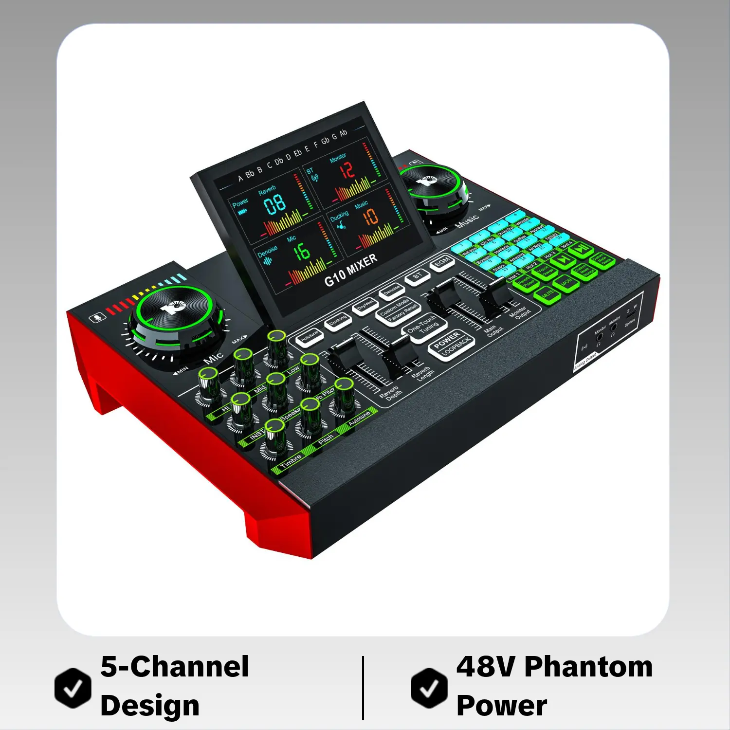 Tenlamp G10 All-in-1 USB DJ Controller Mixer Sound Card Kit, Portable Digital DJ Board for Podcast Recording, Plug-and-Play for Phone, Laptop & Beginner Device
