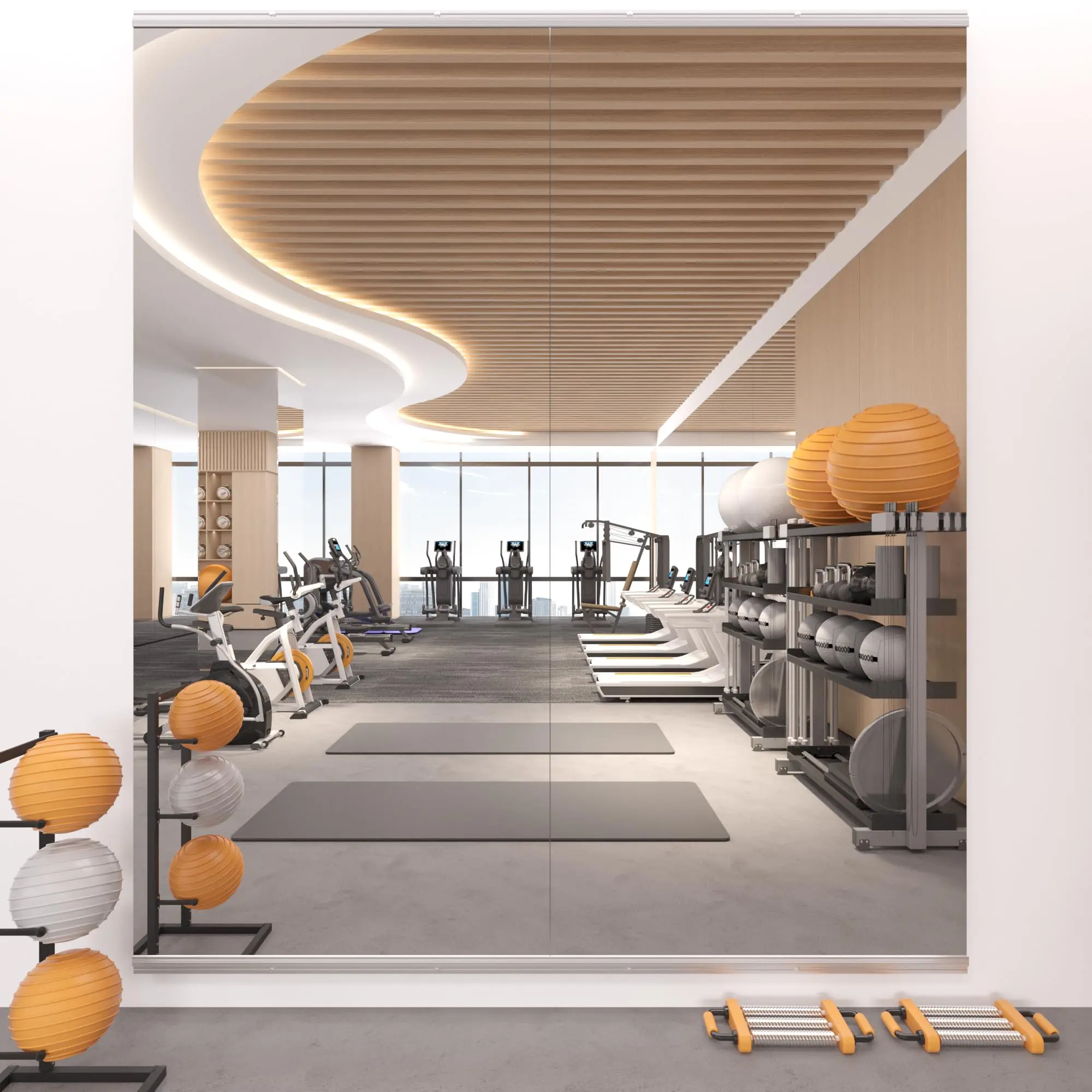 STAWDY Home Fitness Mirror, Oversized Frameless Full-Length Wall Mirror, Rectangular Tempered Glass Mirror, Wall-Mounted Mirror, Suitable for Gyms, Yoga Studios, Bedrooms, Bathrooms, Fitness Rooms