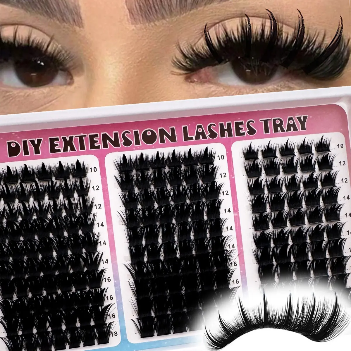 180pcs DIY False Eyelashes Set, D Curl & Cat Eye Styles, Reusable Makeup Tools for Daily Use, Party & Celebration Enhancements, DIY Lash Extension, Eyelash Extensions, DIY Eyelashes Clusters, Synthetic Lashes