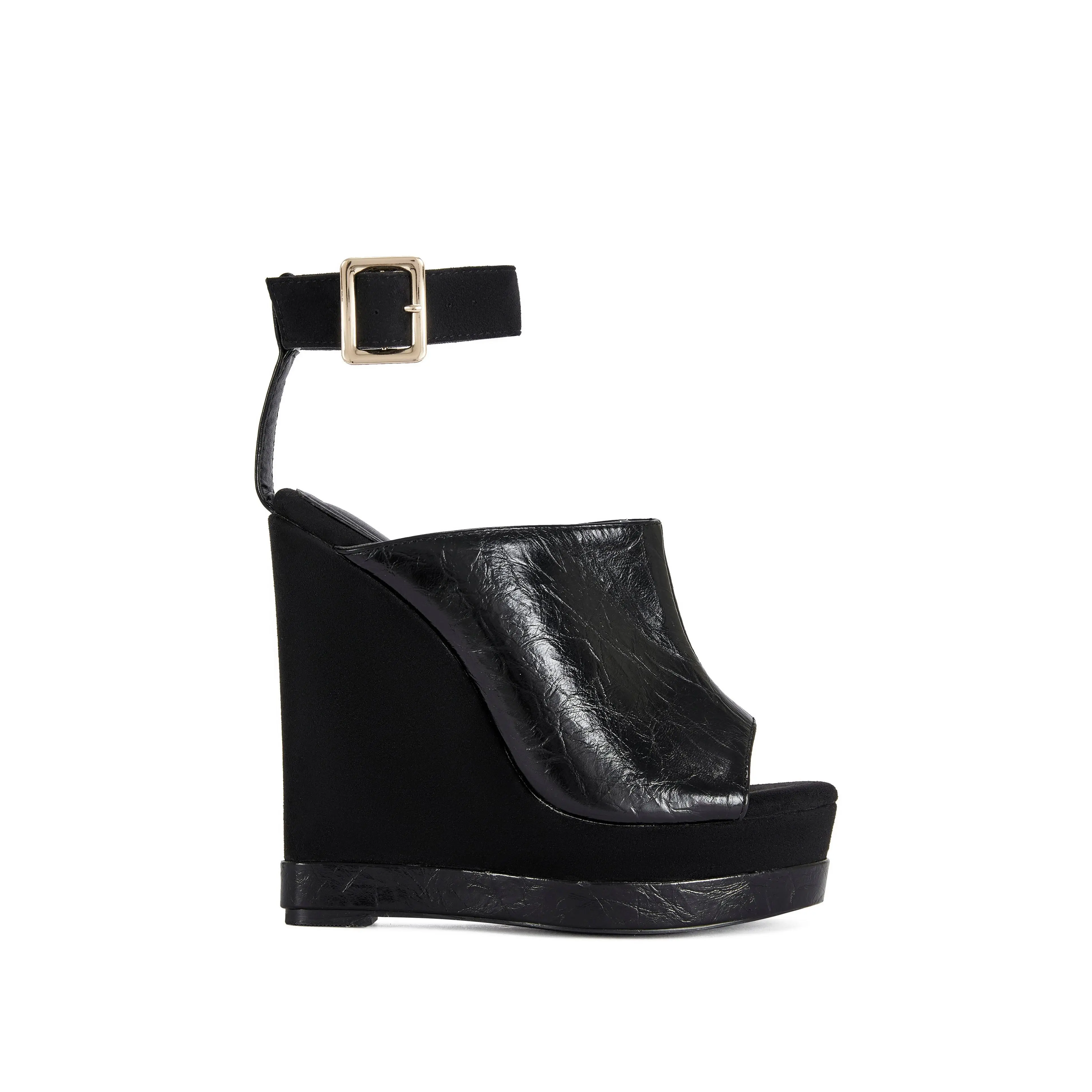 TANA-BLACK PLATFORM WEDGE SANDAL