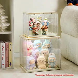 Plush Pendant Figure Display Box Organiser, DIY Trendy Doll Showcase, Dustproof Moisture-Proof, Stackable Blocks, Suitable for Labubu/ Skullpand Collectors