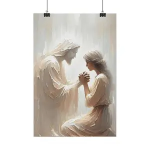 Jesus and Girl Prayer Canvas Poster Christian Wall Art, Religious Faith Wall Decoration for Prayer Room, Living Room, and Bedroom, Home Spiritual Scripture Decoration