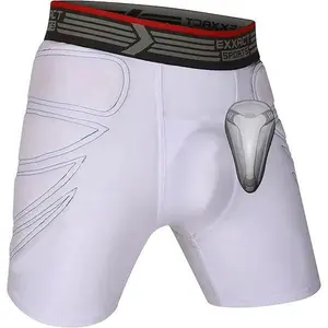 Exxact Sports Sliding Shorts w/Hard Protective Cup, Compression Fit Baseball, Softball, Football, Field Hockey, MMA (White)