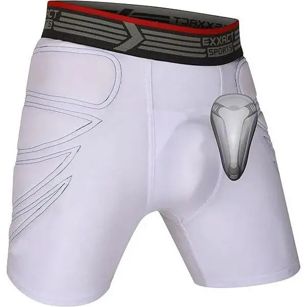 Exxact Sports Men's Hip Padded Compression Sliding Shorts with Protective Cup, 4-Way Stretch Spandex for Baseball and Softball, Athletic Wear Shorts, Hip Padded Shorts