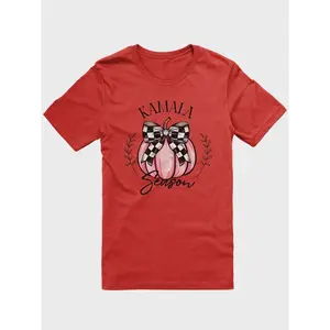 Kamala Season Pumpkin Checkered Bow T-Shirt