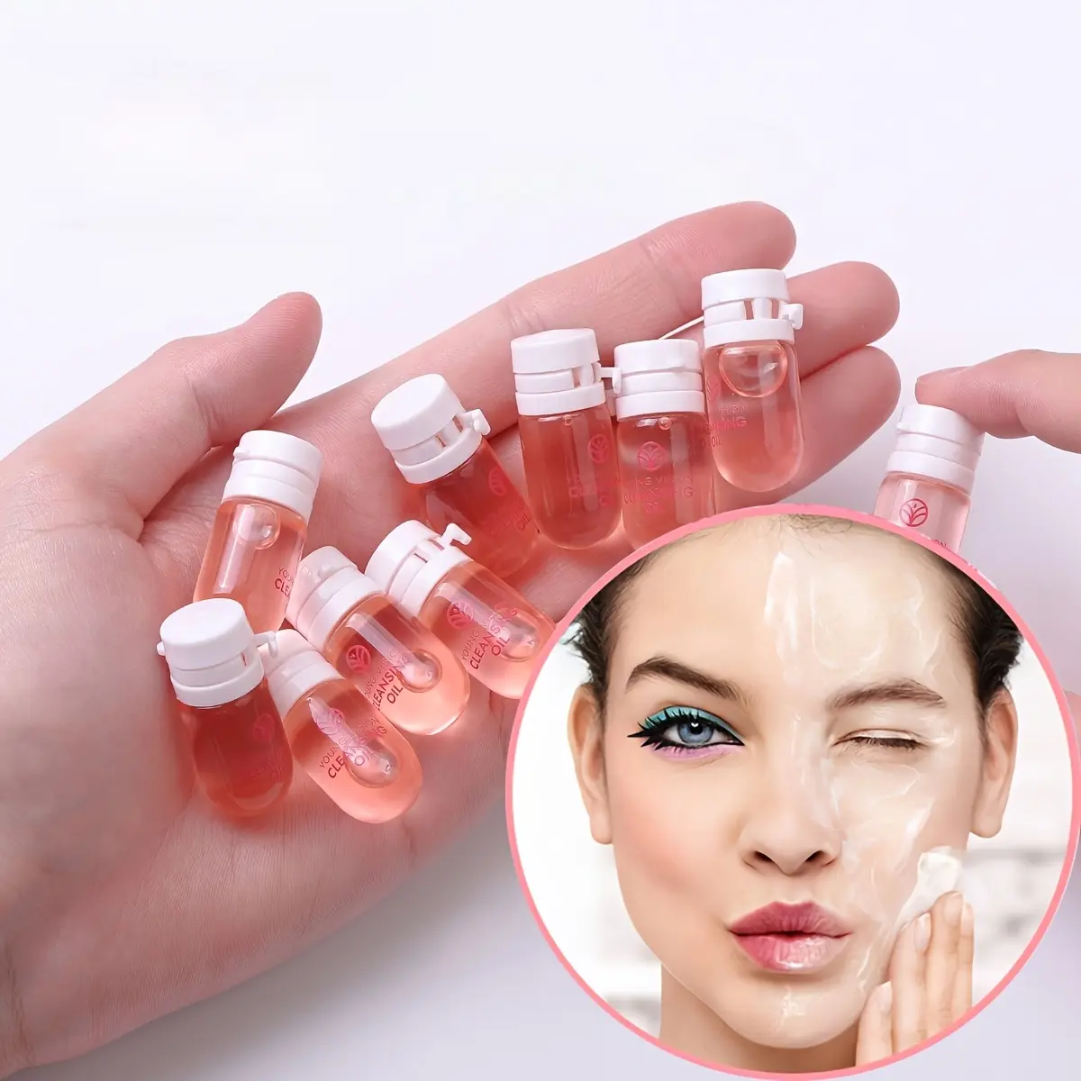 10/20 PCS Portable Capsule Makeup Remover Oil - 1-Second Phyto-Elixir Cleansing Technology, Jojoba & Olive Oil Infused for Concerts/Travel/Daily Use (Smudge-Proof & No Rinse Needed)