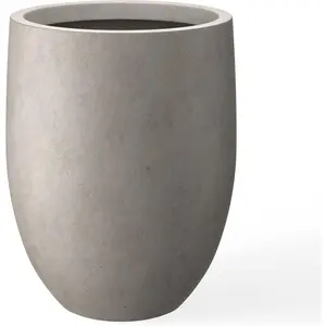 217 h buff concrete tall planter large outdoor indoor decorative pot with drainage hole and rubber plug modern round style for home and garden