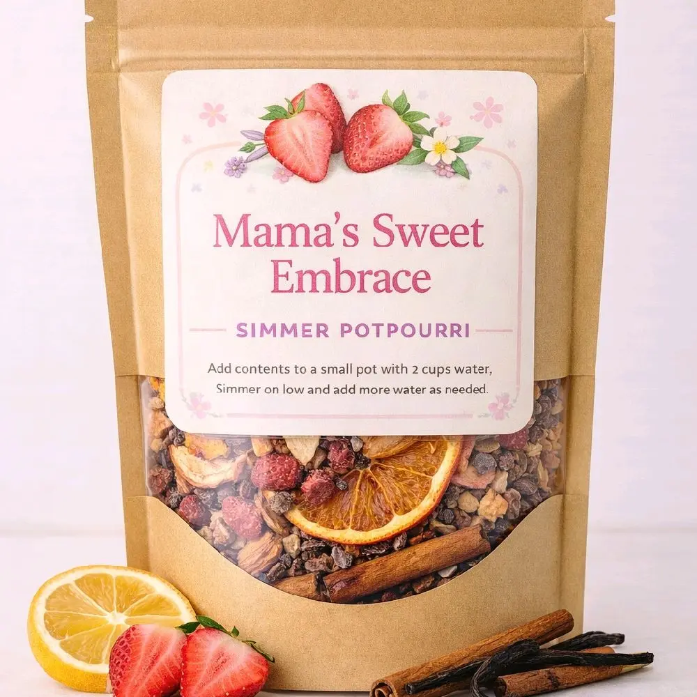 Mama’s Sweet Embrace | Sweet Strawberry Vanilla Simmer Potpourri | Cozy Home Scent | Mother’s Day Gift Scented Glazes Herbal Blend Diffuser