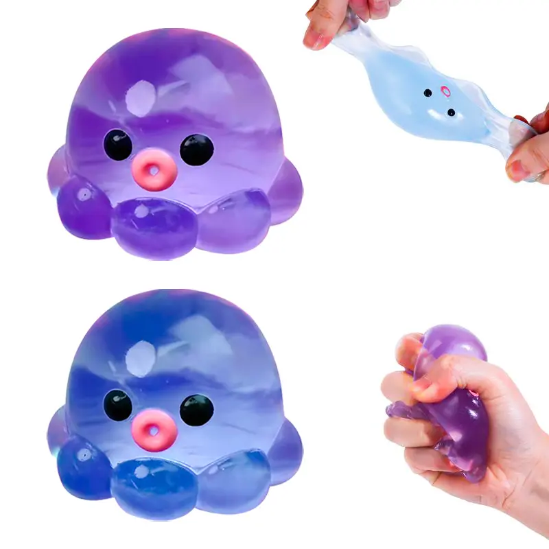 2 Pcs Soft Squishy Silicone Rubber Octopus Crystal Ball Fidget Toys - TPR Transparent Slime & Squishy Toys, Child-Friendly Stress Relief Model, Slow Rebound, Compact Portable Pinch Decompression, Homemade Bubble-Making, Unique Styling Party Gift