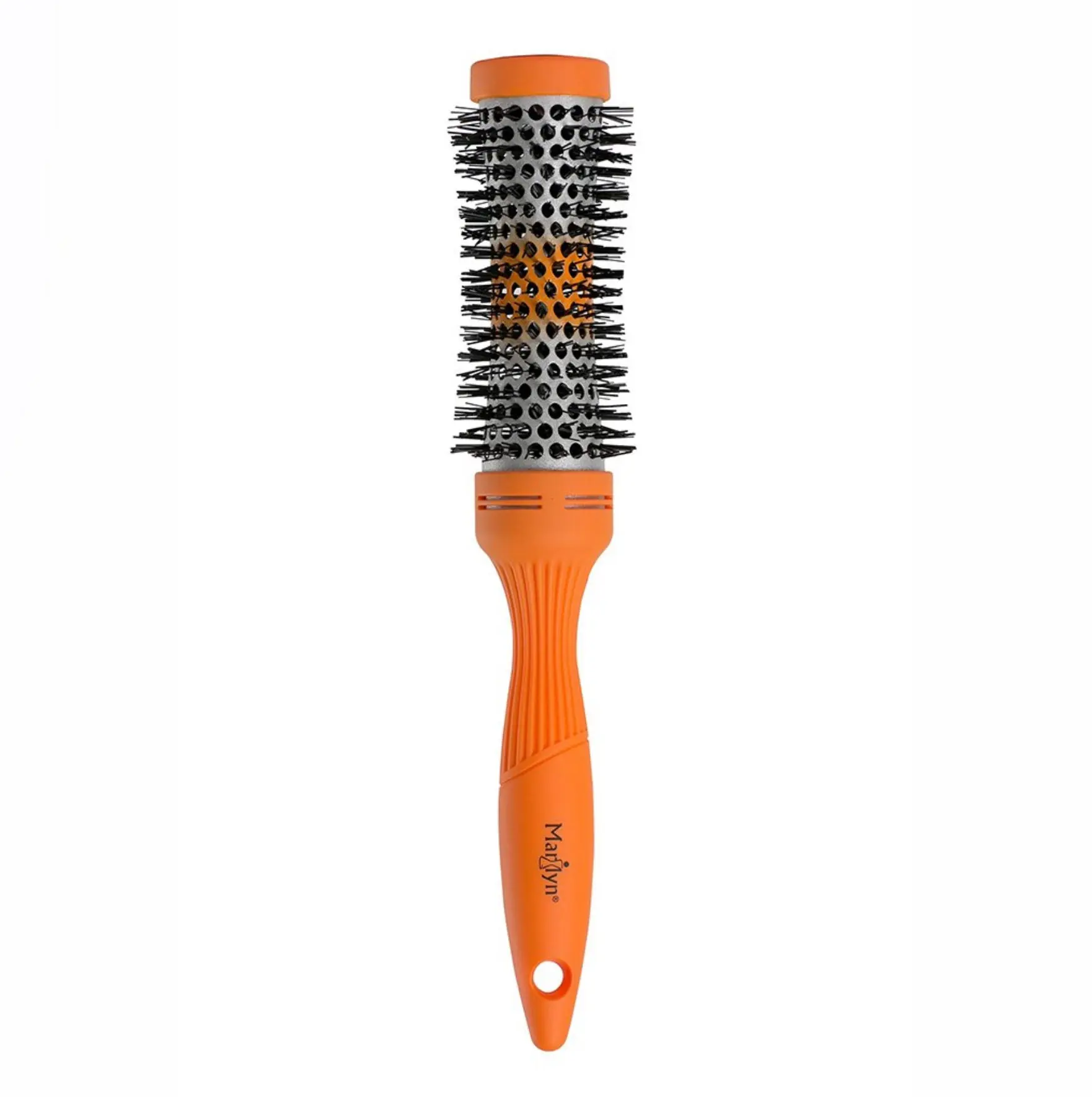 Marilyn Brush Hot Flash 2" Ceramic-Coated Aluminum Barrel Brush with Anti-Static Nylon Bristles & Comfort Grip Orange Handle