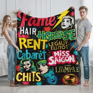 Musical Theater Broadway Show Printed Blanket for Home Living Room Bedroom Use Perfect Gift for Theater Lovers Drama Fans on Christmas New Year Thanksgiving and Birthdays