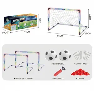 Light-Up Your Game!  2-Pack Glow-in-the-Dark Soccer Goals for Kids | Complete Night Training Set with 2 Balls, Pump & Cones | Perfect Backyard Sport Gift for Boys & Girls