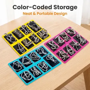 24-Piece Metal Wire Puzzle Set  Teaser Logic Game Stress Relief Toys Perfect Gift for Kids & Adults Enhances IQ EQ Creative Thinking Smart  Challenge Instant Stress Relief Hand-Eye Coordination Cultural & Educational brain