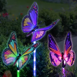 Color Changing Outdoor Solar Garden Lights, 3 Pack/6 Pack Butterfly Decorative-Waterproof LED Outdoor Lights, Solar Powered Stake Lighting for Garden Patio Yard Lawn Pathway Decoration