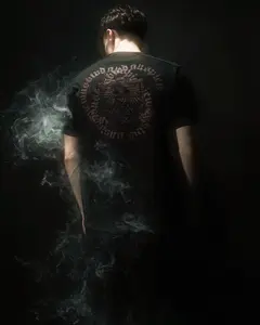 BARON TEE - MENSWEAR ATHELTIC STREETWEAR TSHIRT COTTON VINTAGE TOP BAGGY PRINT CREWNECK SHORTSLEEVE CASUAL BLACK