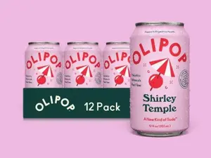 OLIPOP Shirley Temple Prebiotic Soda – Classic Cherry Vanilla Mocktail Drink (Pack of 12)
