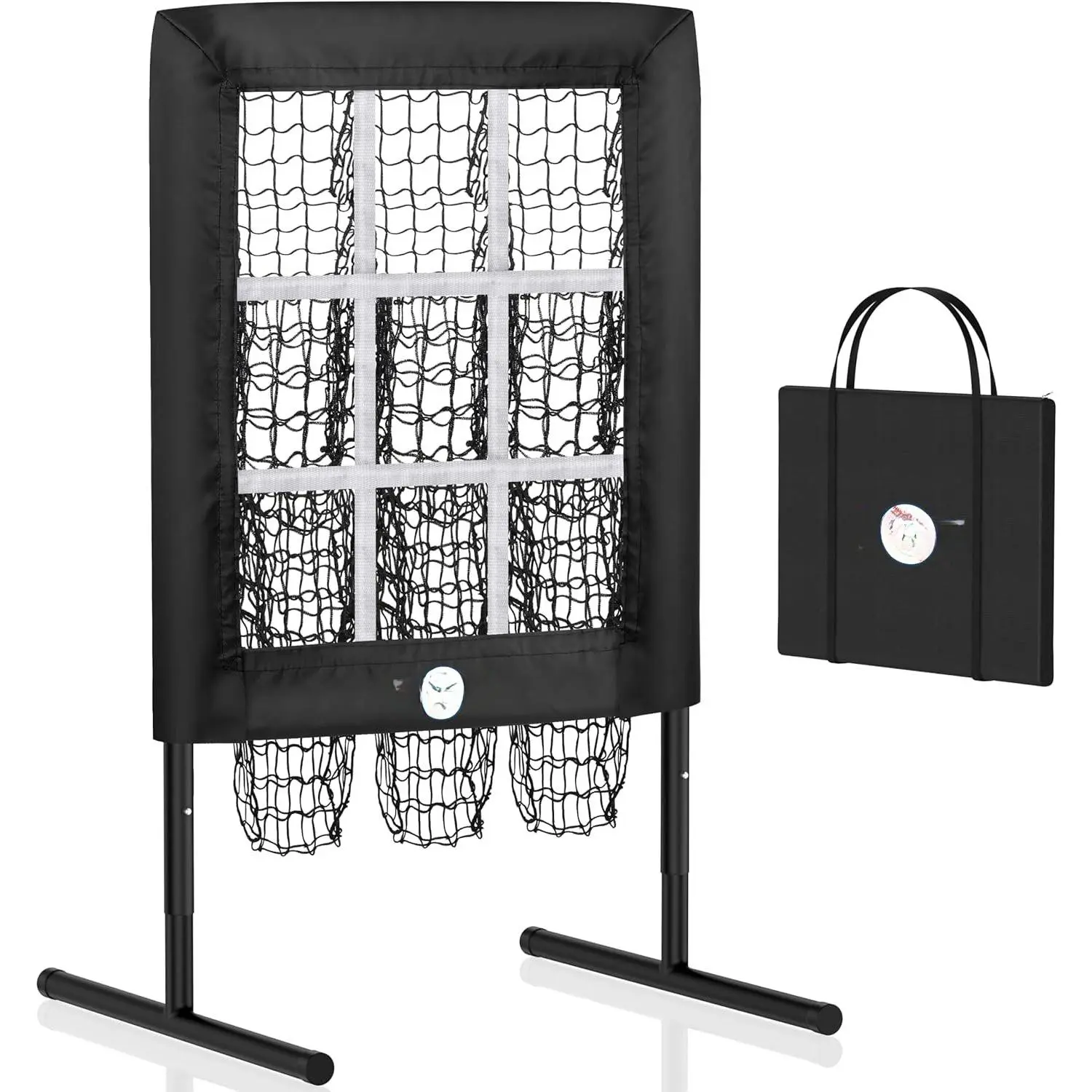 9 Hole Pitching Net with Strike Zone, Baseball Pitching Target, Softball Pitching Net, Protable and Adjustable Pitcher  Equipment with Throwing Pitching Target