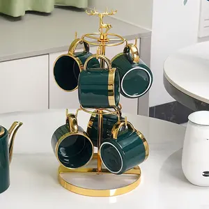 1PC Creative Mug Holder, Vertical Coffee Cup Rack, 2-Tier Countertop Decorative Cup Organizer for Home, Coffee Bar Organization, Restaurant, Living Room, Coffee Table, Aesthetic Room Decor, Home Decoration, Kitchen Supplies, Bathroom Decor, Bedroom Decor