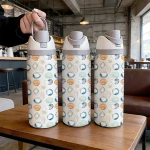 32oz Dual-Use Sports Water Bottle Tumbler, Starfish Shell Pattern, Stainless Steel Large Capacity Insulated Cup, Perfect Gift for Women