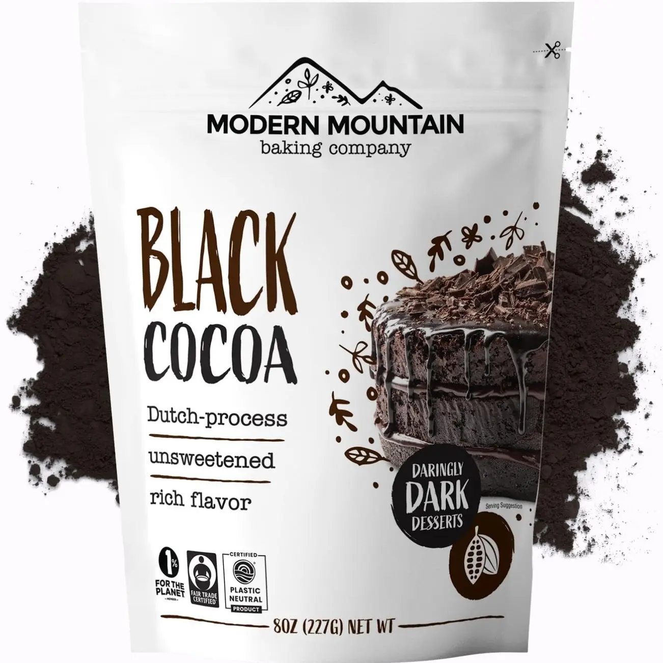 Black Cocoa Powder (8 oz) Bake the Darkest Chocolate Baked Goods, Achieve Rich Chocolate Flavor, Natural Substitute for Black Food Coloring, Dutch-Processed Cocoa Powder, Unsweetened, Extra Dark, Fair Trade Certified