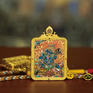 Mothers Day Gifts Black & Yellow Zambala Thangka Pendant God of Wealth for Fast Luck & Steady Abundance Gift
