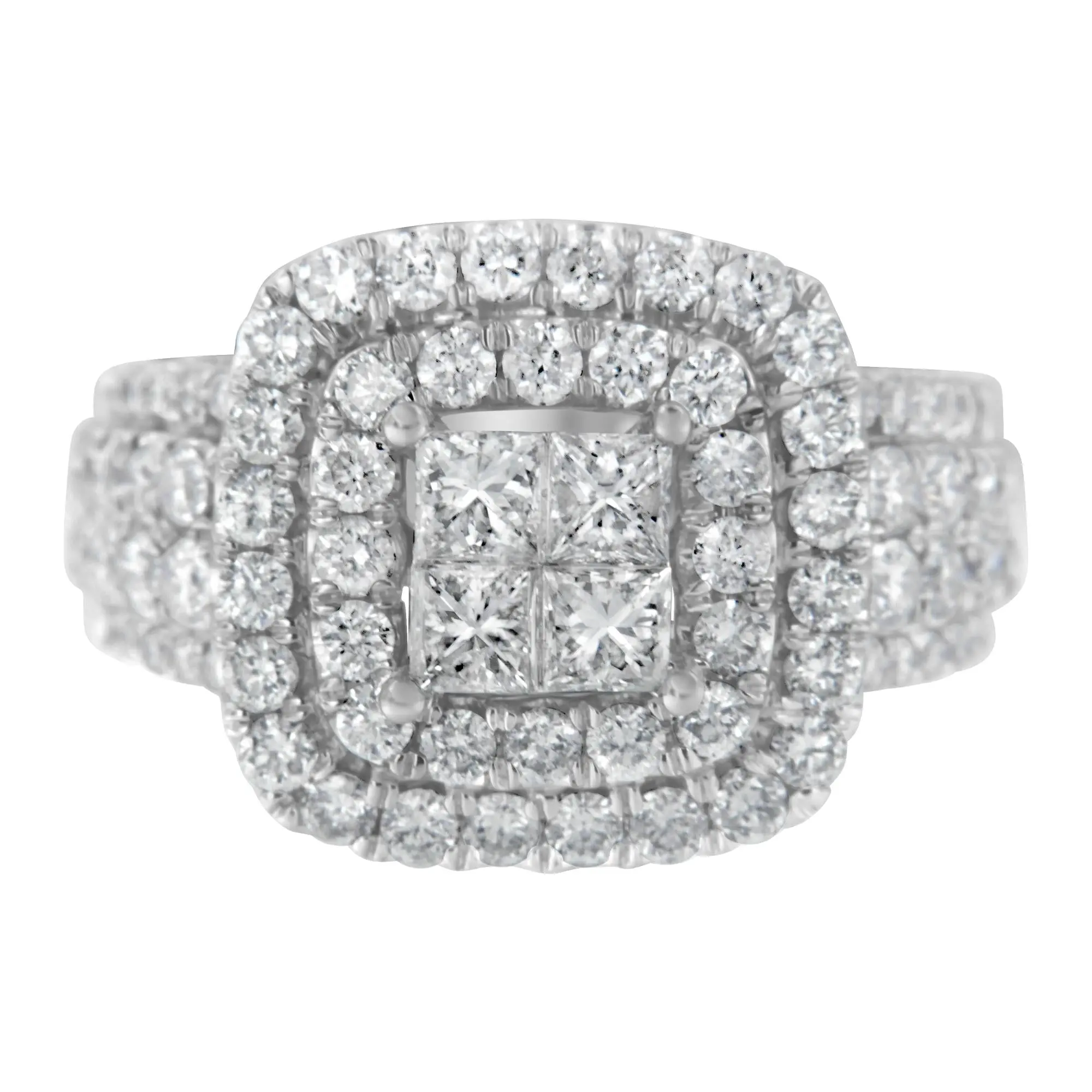 14KT White Gold Round and Princess Diamond Ring (2 1/4 cttw, H-I Color