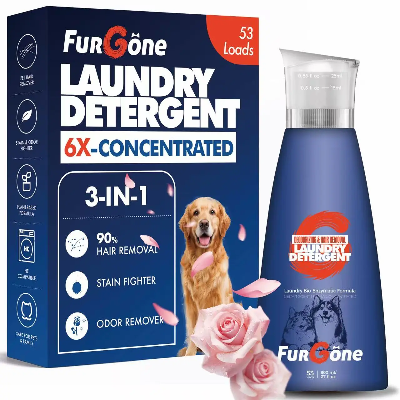 FurGoneClean,Concentrated Laundry Detergent, Using a Bio-enzyme Formula, Can Dissolve Pet Hair on Clothes