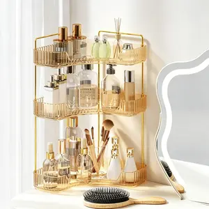 3-Tier Modern ABS Bathroom Organizer Storage - Home Supply with Perfume Tray, Cosmetic Skincare Shelf, Large-Capacity Multifunctional Design, Ideal for Bathroom Counter, Dresser, Mother’s Day Gift