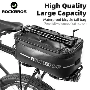ROCKBROS Bike Rack Bag Bike Trunk Bag Rear Bike Rack Bag for Travel with Rain Cover & Reflective Stripes, 6L(Black)