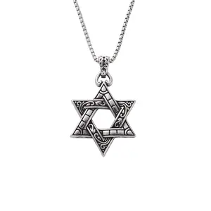 Titanium Steel Celestial Hexagram Pendant Necklace – Gothic Geometry Statement Jewelry