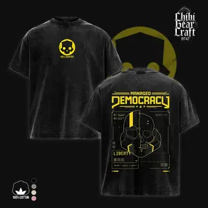 HellDivers 2 Vintage Washed Unisex T-Shirt, Game Washed Tee Unisex Oversize Cotton T-shirt for Game Fans, Graphic Tees graphic tees Top Gaming Retro Black streetwear vintage Casual casual cotton top funny shirt gift Hoodie Menswear