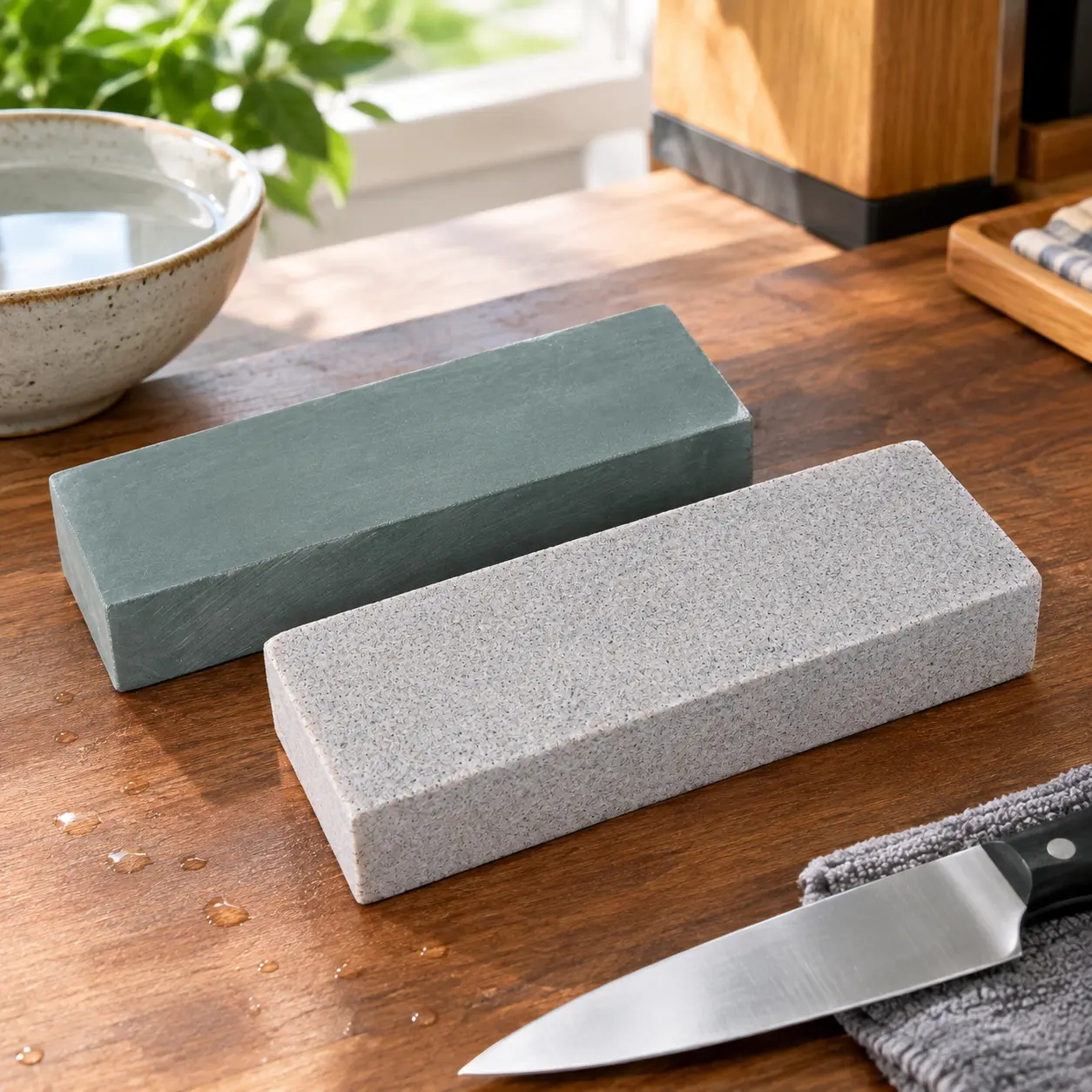 Portable Dual-Sided Whetstone - 3.15×0.79×0.39in Rectangular Manual Tool Water Knife Sharpener for Kitchen, Woodworking Knives (Random Color)