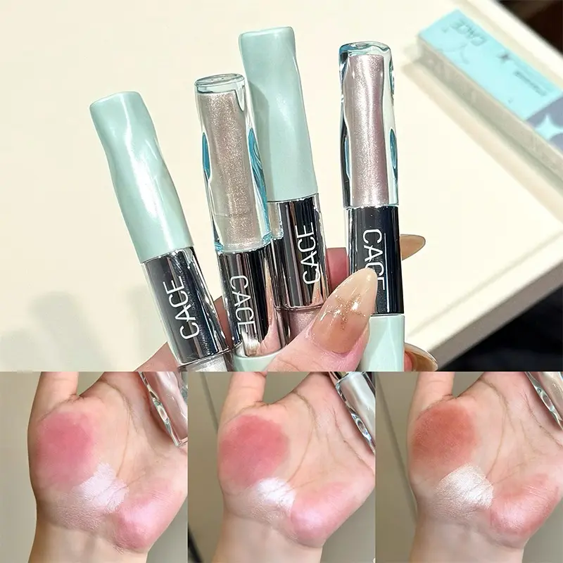 Dual-Ended Liquid Highlighter, Fine Pearl Formula, Transparent Texture, No Fly Powder, Brightens Face, Nose, Eye Area, Full Face Makeup