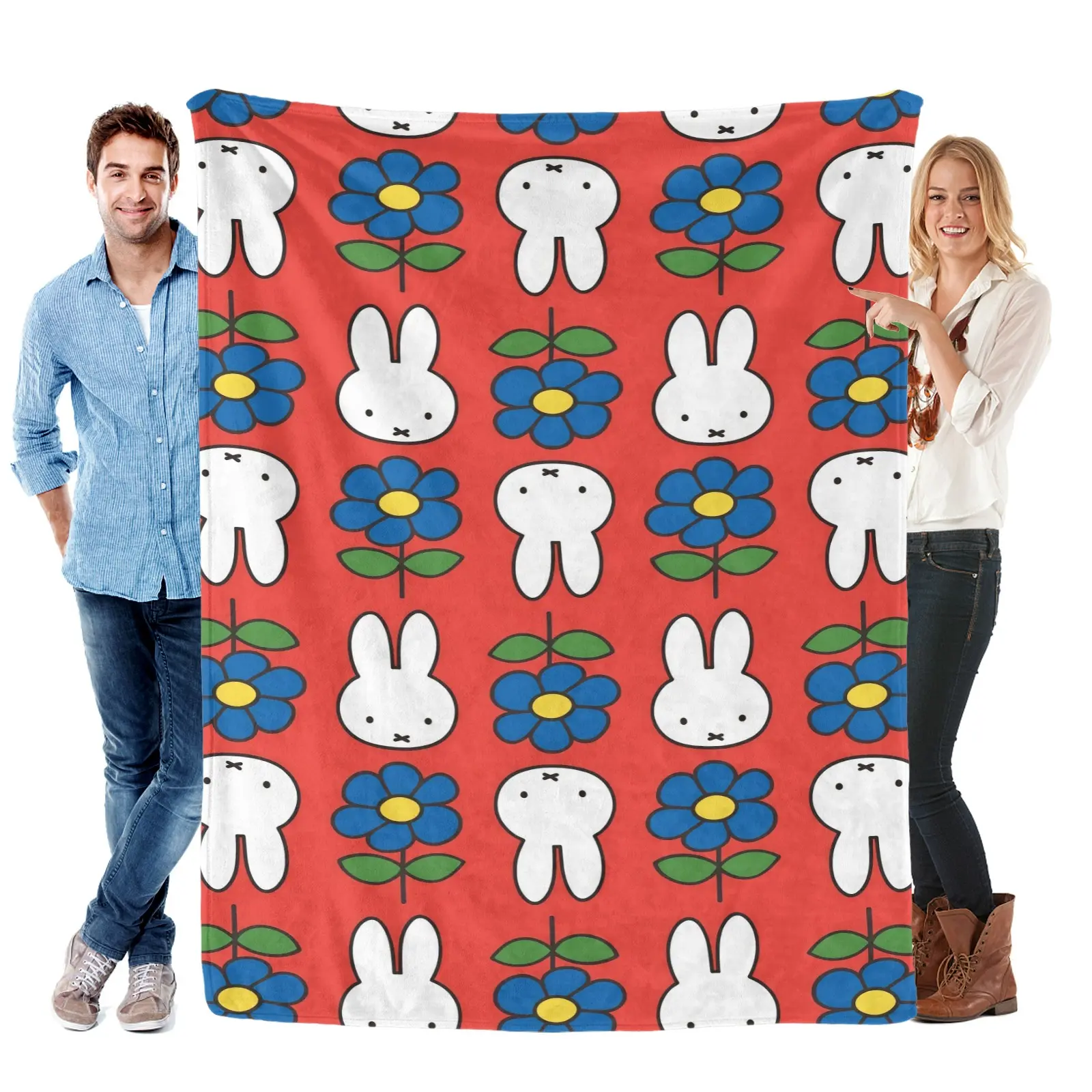 Miffy Cartoon Pattern Blanket for Toddlers - Smooth Texture Rabbit Design, Cuddle-Friendly, Easy Machine Wash, Cozy Companion for Playtime Nap, All-Season Bedding Throw