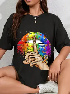 100% Cotton Unisex Don't Judge What You Don't Understand LGBT Pride Lips Round Neck Short Sleeve T-Shirt Women's Men Graphic Tee