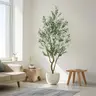VITALISMO Lifelike Faux Olive Tree Artificial Greenery, 5.25-6-7FT Tall Chic Decorative Plant with Multiple Branches & Leaves, Chic Home Decor for Home Office Entryway, Garage Room Accessory