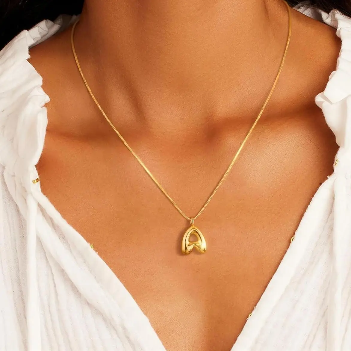 FREEKISS Dainty Balloon Bubble Letter Necklace Alphabet Pendant Choker Necklace Trendy Cute Personalized Monogram Name Necklace Jewelry Necklace For Teen Girls Gift homeessentials