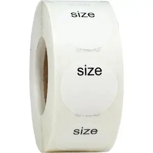 Shoe Size Blank White Stickers for Retail Clothing – 3/4 Inch Round, 500 Semi-Gloss Adhesive Labels Per Roll with Size Text for Custom Footwear Labeling – Made in the USA