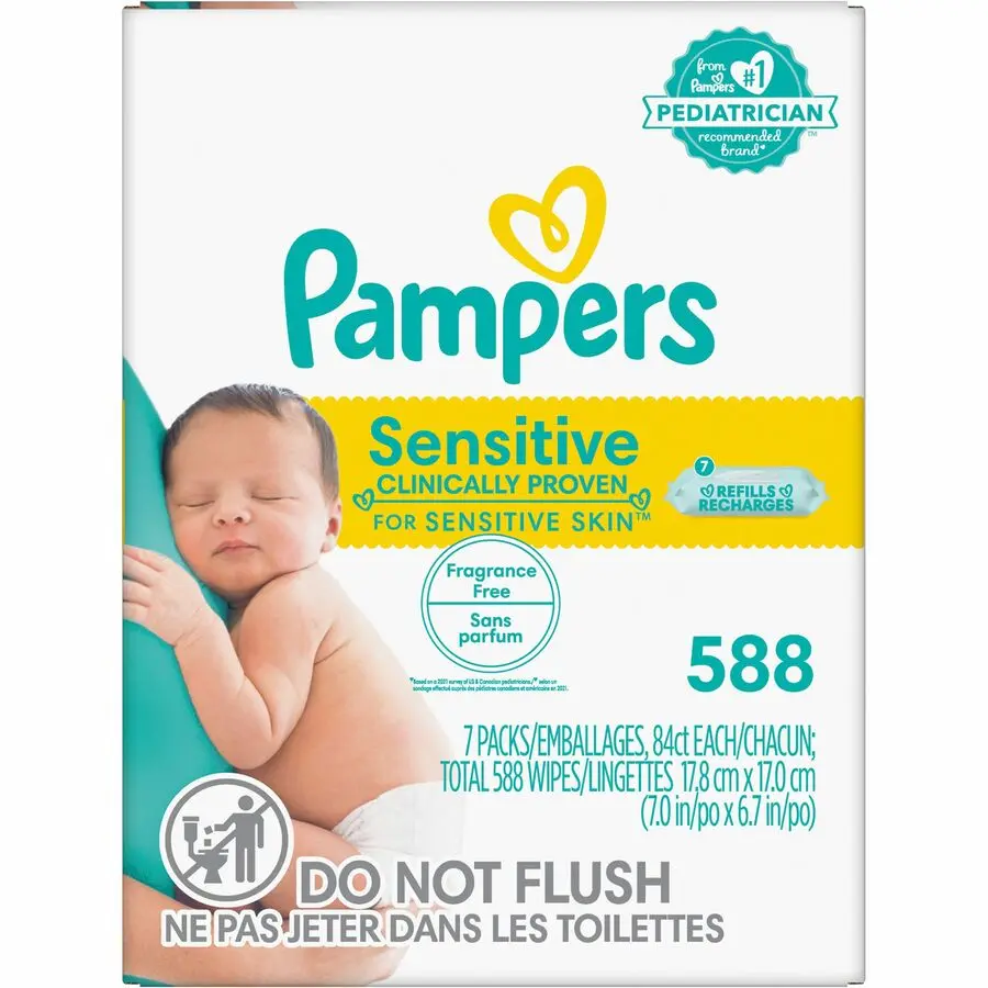 Procter & Gamble PGC07325 Thick Sensitive Baby Wet Wipes - Hypoallergenic Disposable Cleaner Wipes, Consumer-Grade Household Cleaning Supplies (Pack of 588)
