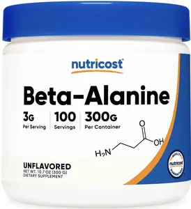 Nutricost Beta Alanine Powder 300 Grams (10.7oz) - 3 Grams Per Serving Healthcare Natural Dietary Fitness Vitamin Edible Optimum Supplement Drink