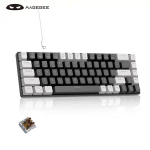 MageGee MK-Box 60% Wired Lighted Mechanical Keyboard - 68-Key Ultra-Compact Design, Brown/Red Switches (Hot-Swappable), Portable LED Backlit - for Windows & Mac Gaming & Office